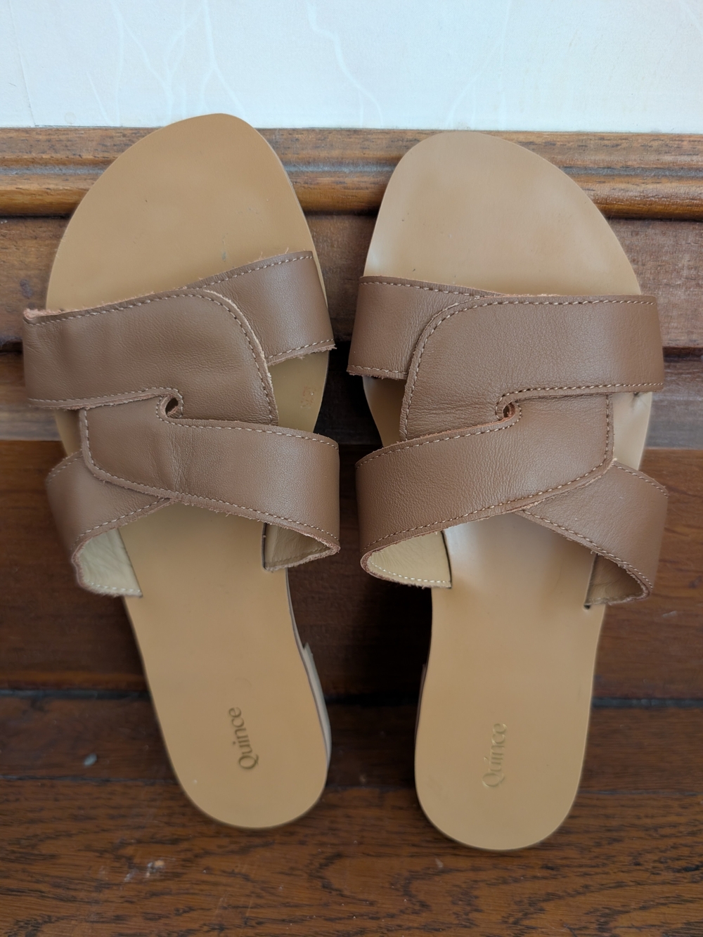 Quince Brown Crossover Slide Sandals